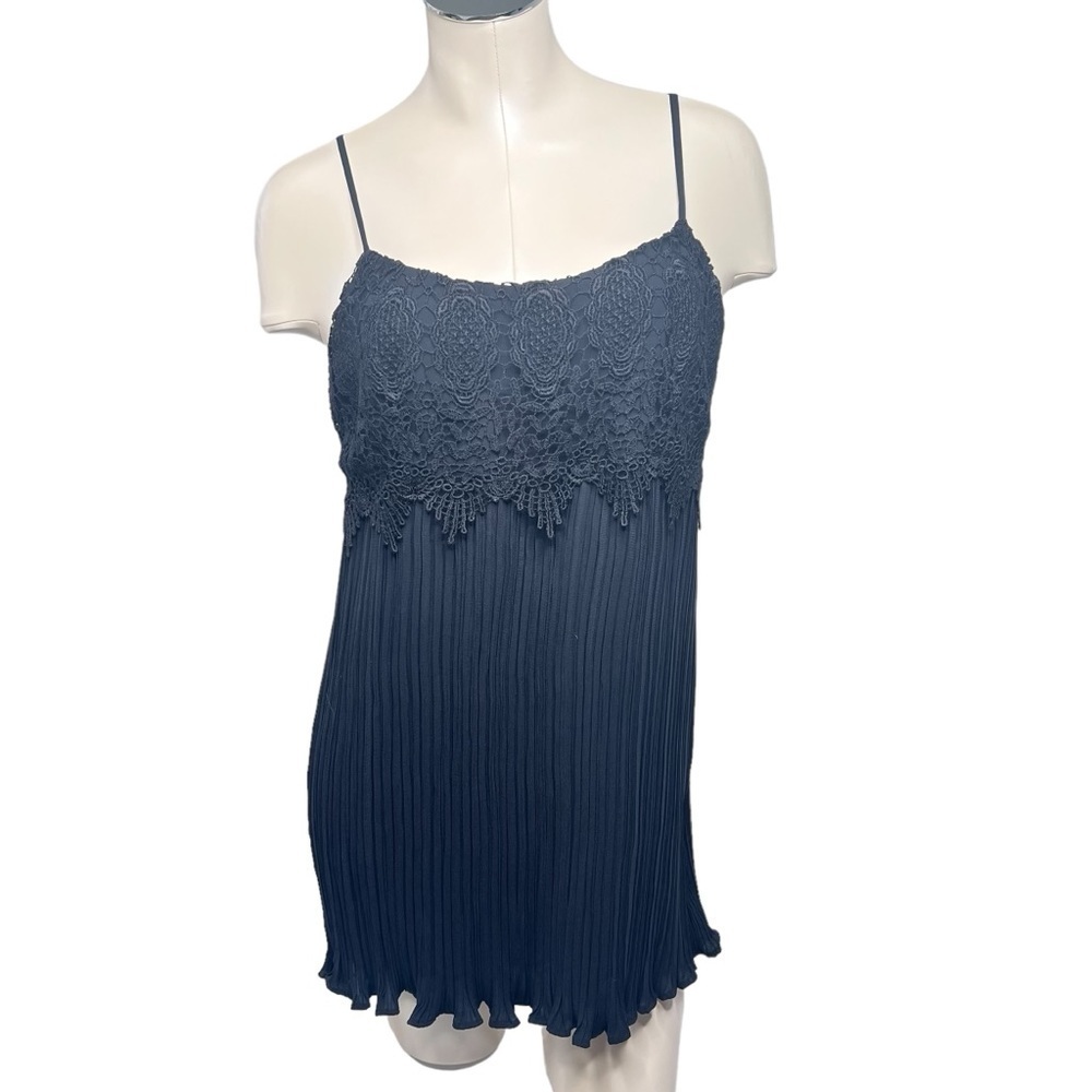 FLORA Black Babydoll Lingerie Nightgown Lace Front Sheer Back Women's Size L